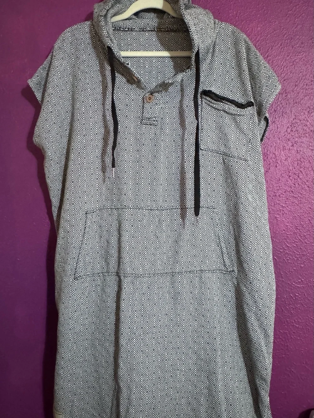 Westpath Women's Surf/Beach Hoodie XL Gray Black Geometric Knit Pocket
